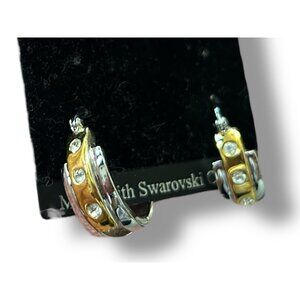 Oliver Weber Collection 2 tone Huggie Earrings Swarovski Crystals formal